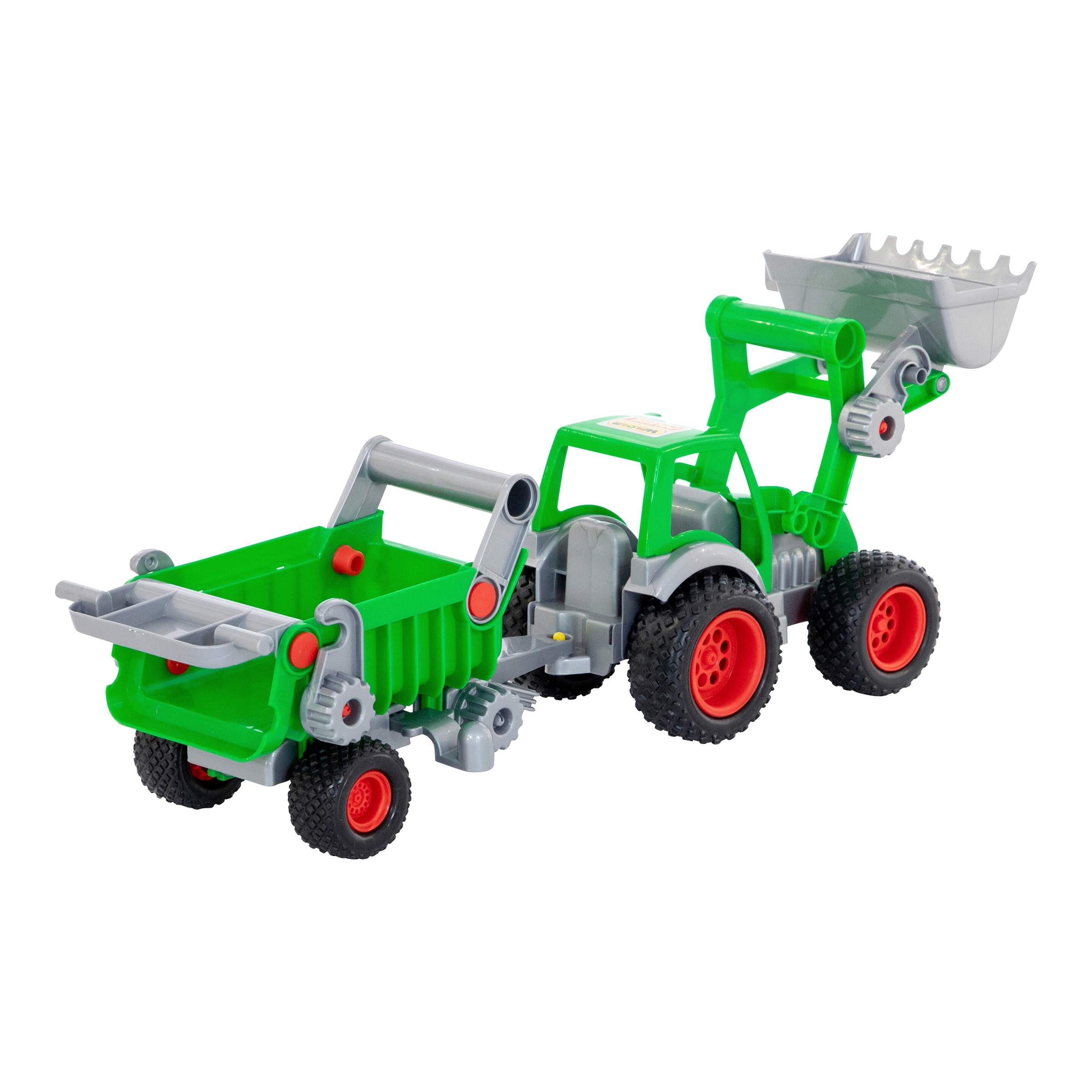 Farmer Technic Traktor mit Frontschaufel und Kippanhänger sortiert