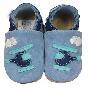 Krabbelschuhe Hubschrauber hellblau
