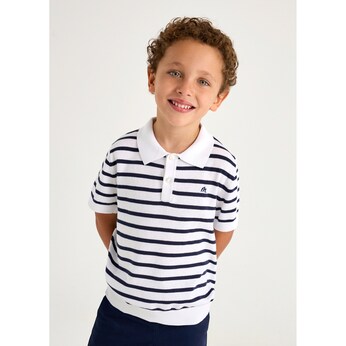 Polo-T-Shirt Ringel Feinstrick