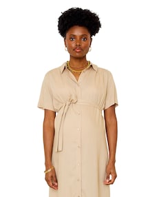 Midi-Kleid mit Knopfleiste und Gürtel für Schwangerschaft und Stillzeit