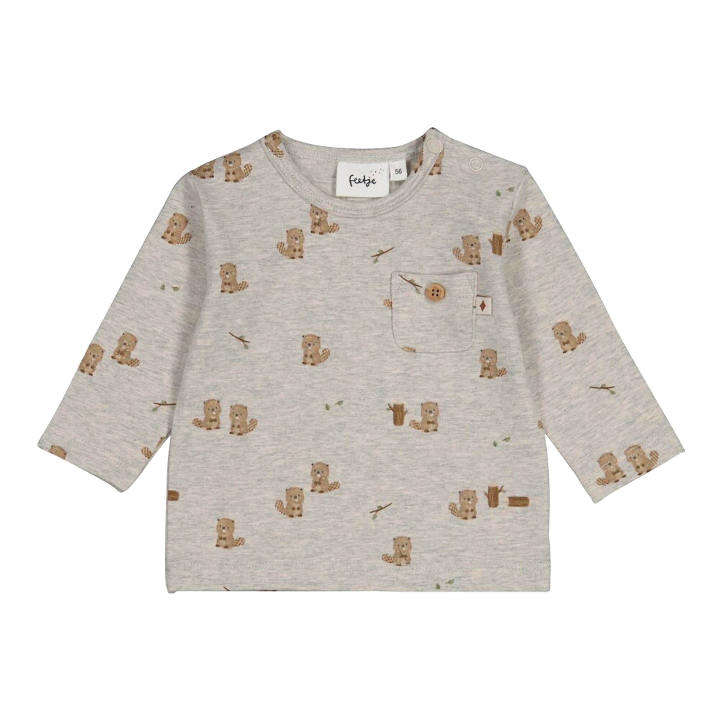 Feetje Shirt langarm mit Tasche Biber