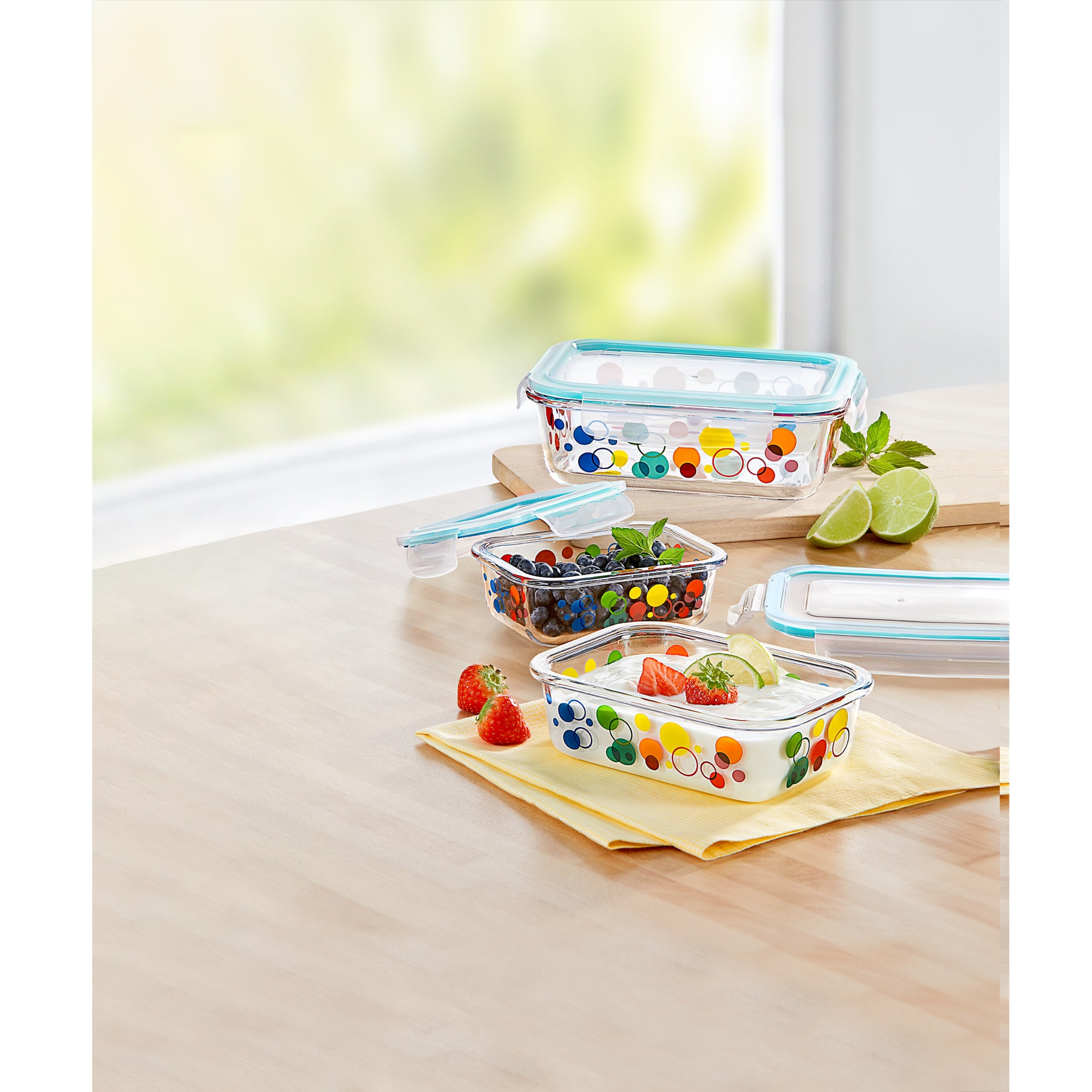 Glas-Frischedosen-Set "Kunterbunt", 6-teilig