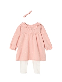 Bio-Kollektion: Baby-Set aus Kleid, Leggings & Haarband, Herzen
