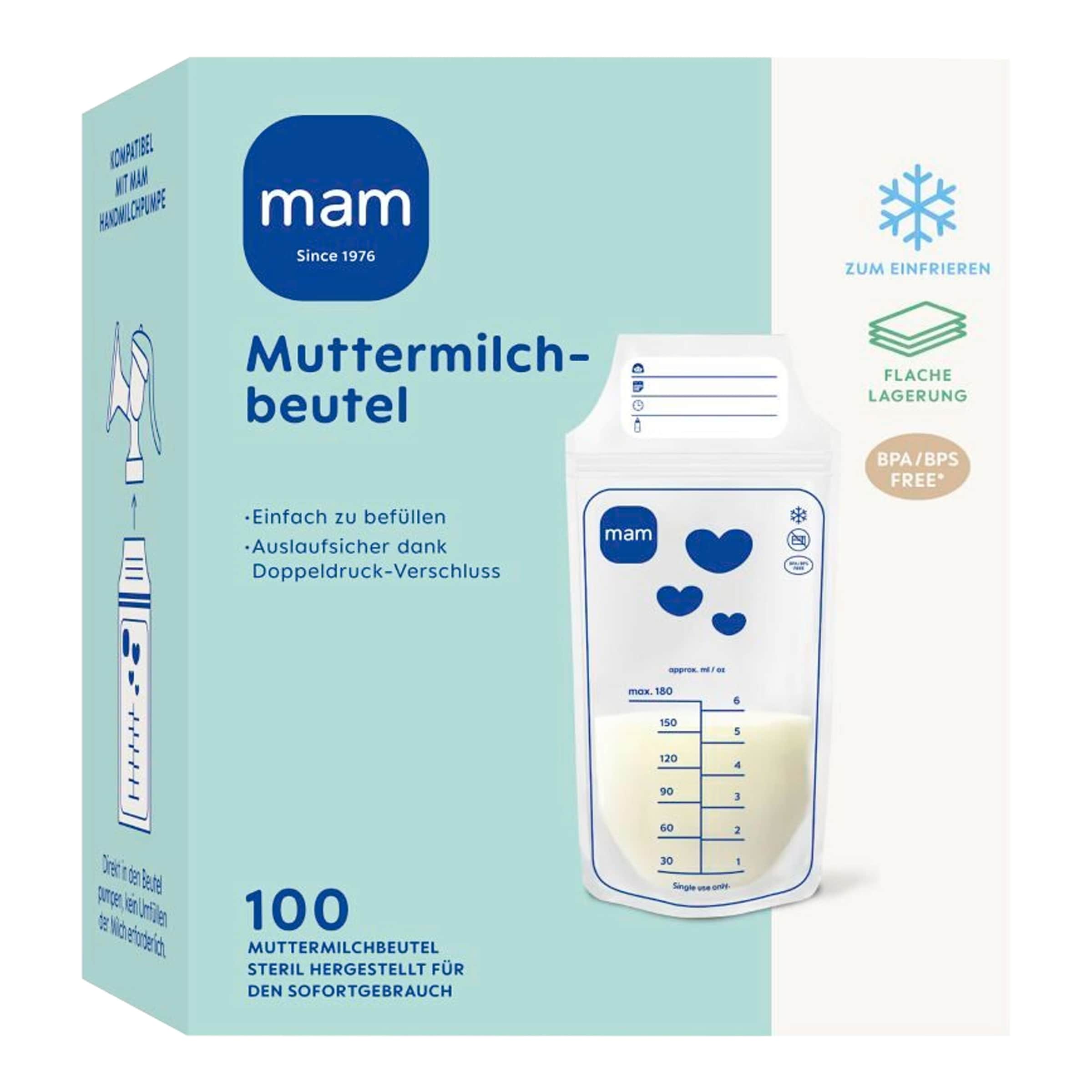 Mam 100er-Pack Muttermilchbeutel, 180 ml