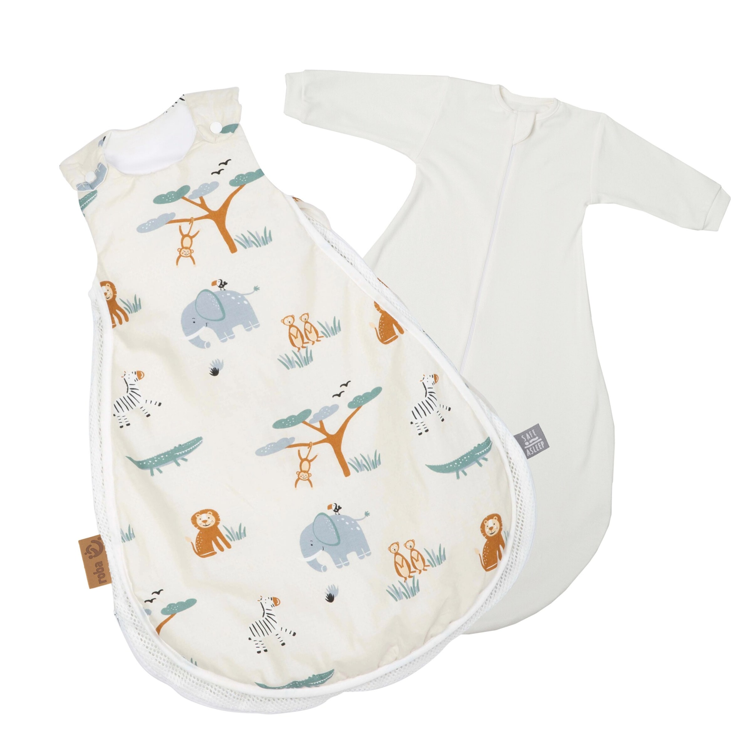 Roba Schlafsack Air PLUS 'safe asleep', 2 Tlg, Größe 56/62 Savanna Friends safe asleep®