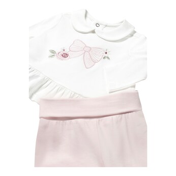 2-tlg. Set Shirt langarm und Hose mit Fuß Bubikragen Schmetterling