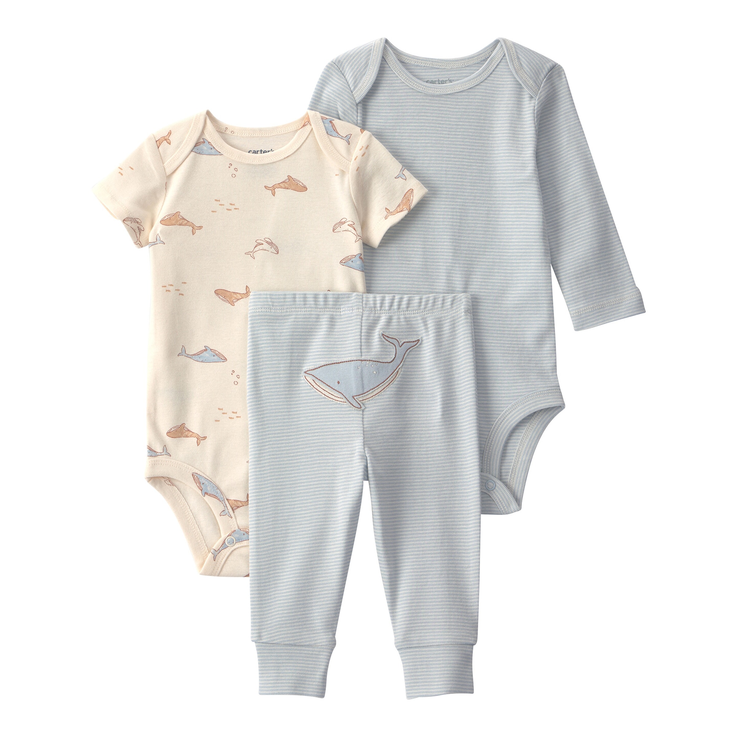Carter's 3-tlg. Set Body kurzarm, Body langarm und Jogginghose Wale Ringel