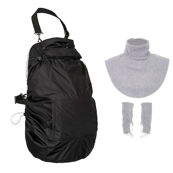 Tragecover Fleece-Cover 3-in-1 mit Regenschutz, Schalkragen & Stulpen