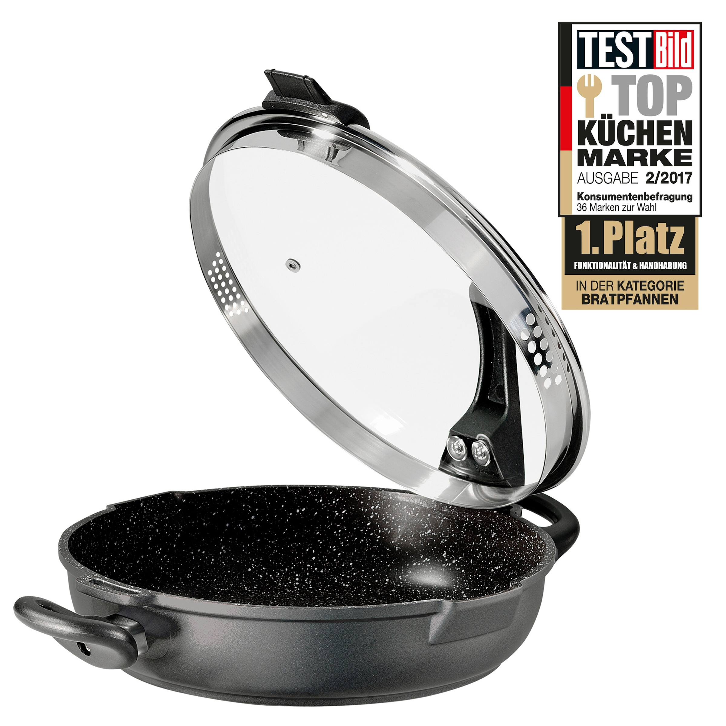 STONELINE® STONELINE FUTURE STONELINE® Servierpfanne 28 cm, mit Siebglasdeckel
