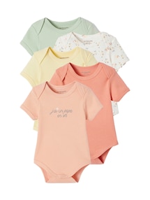 5er-Pack Baby Schlupfbodys mit kurzen Ärmeln