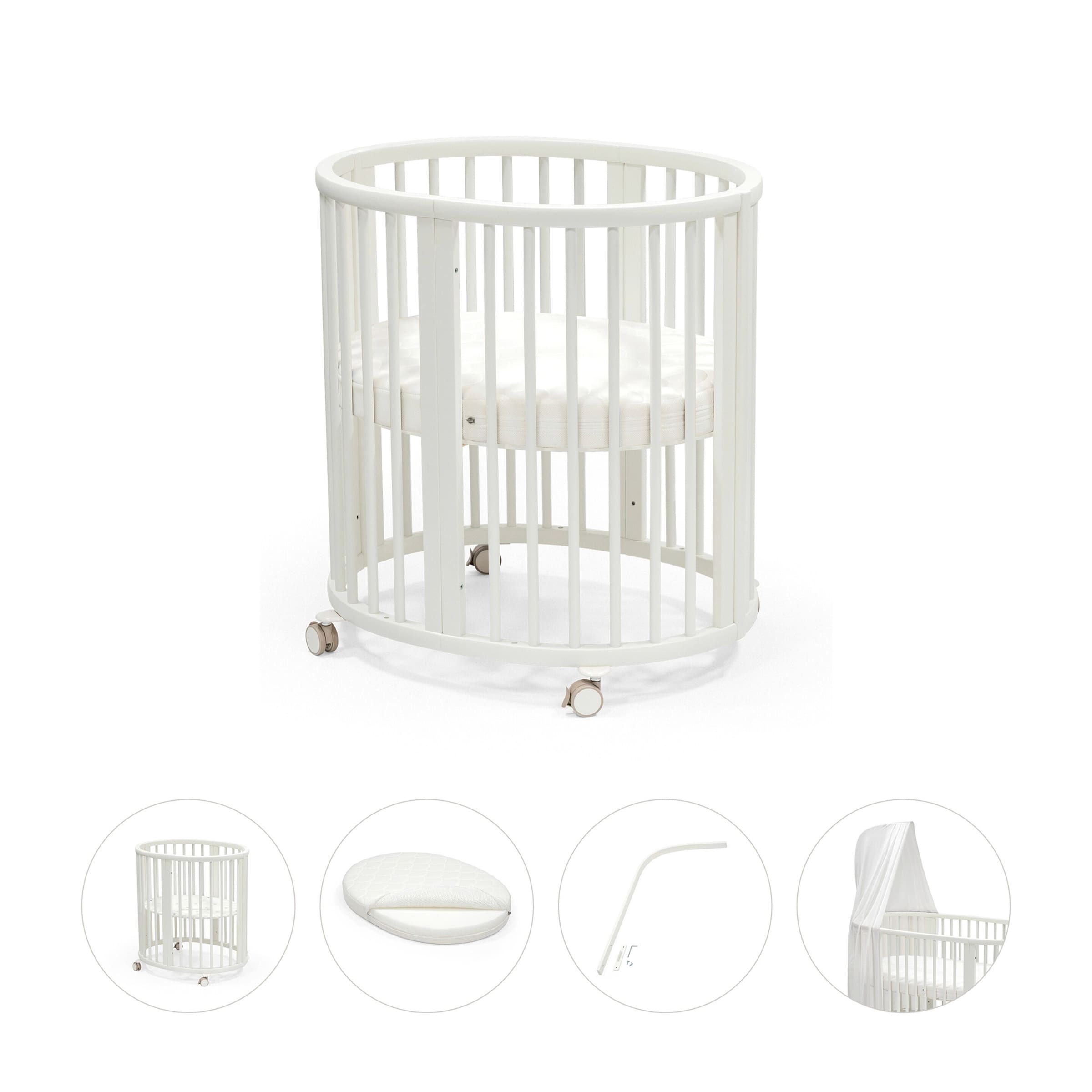 Stokke® Sleepi™ Bundle Sleepi Mini inkl. Matratze und Spannbetttuch, Himmelstange und Himmel