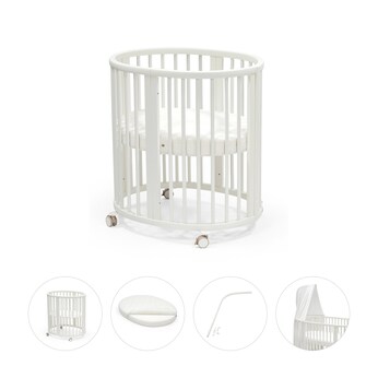 Bundle Sleepi Mini inkl. Matratze und Spannbetttuch, Himmelstange und Himmel