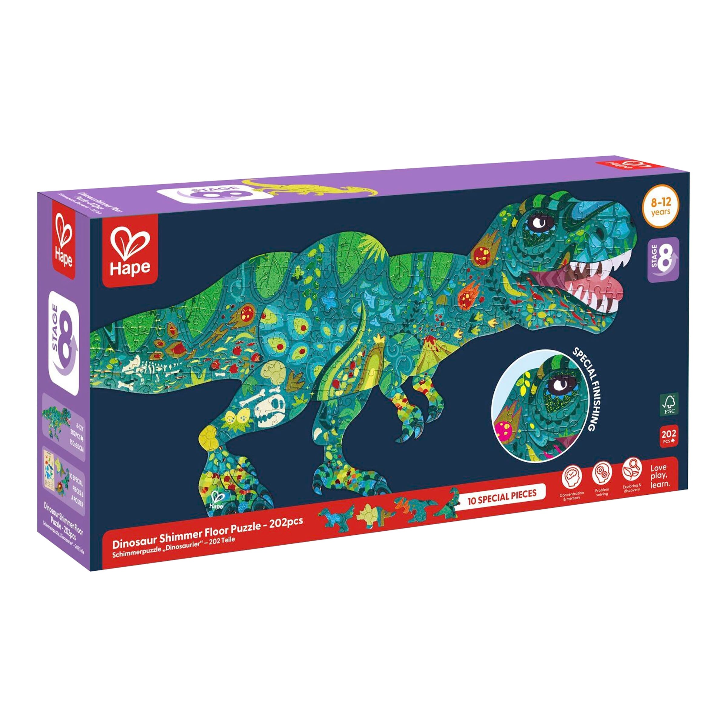 Hape Schimmer-Puzzle Dinosaurier 200 Teile