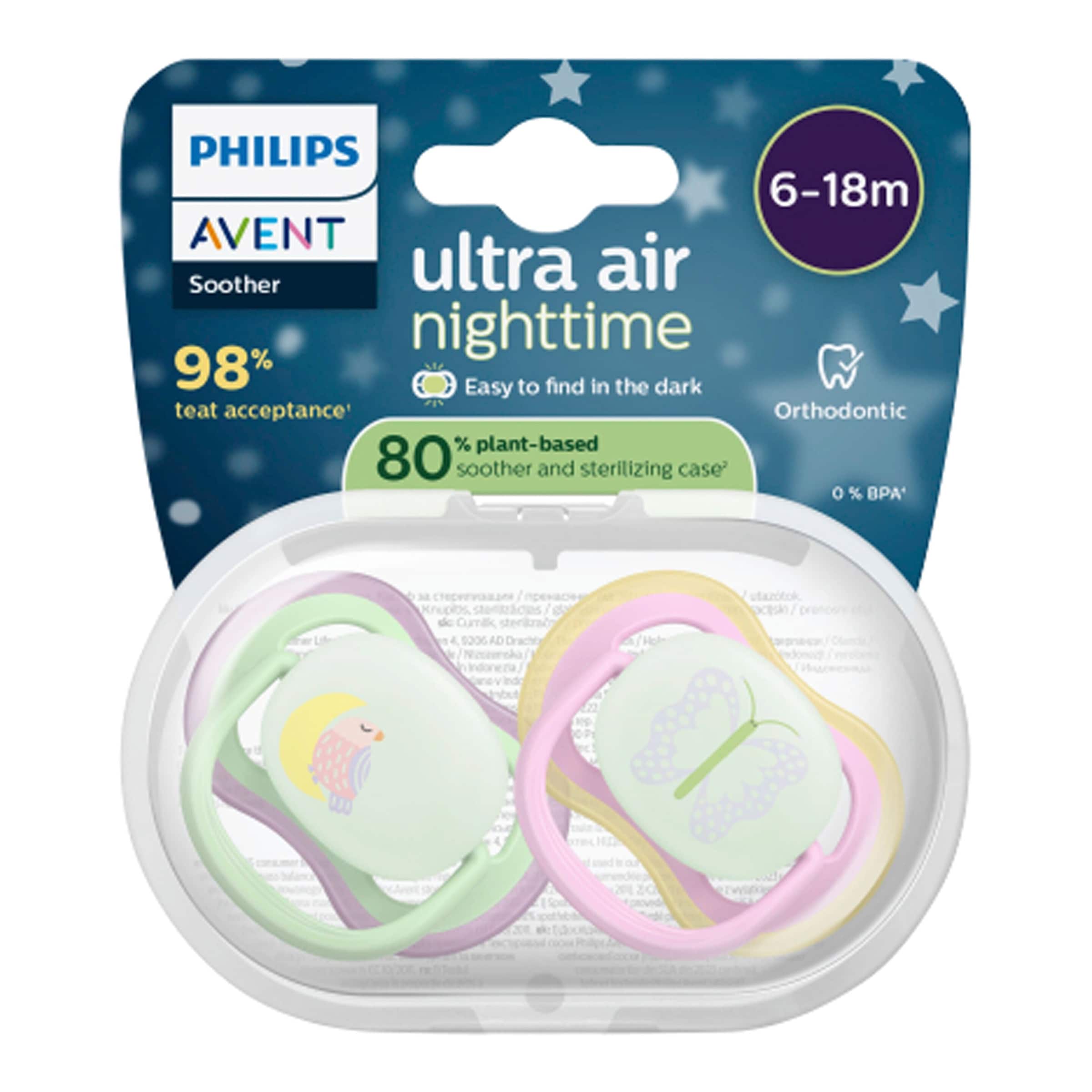 Philips Avent 2er-Pack Schnuller ultra air Nighttime, 6-18M