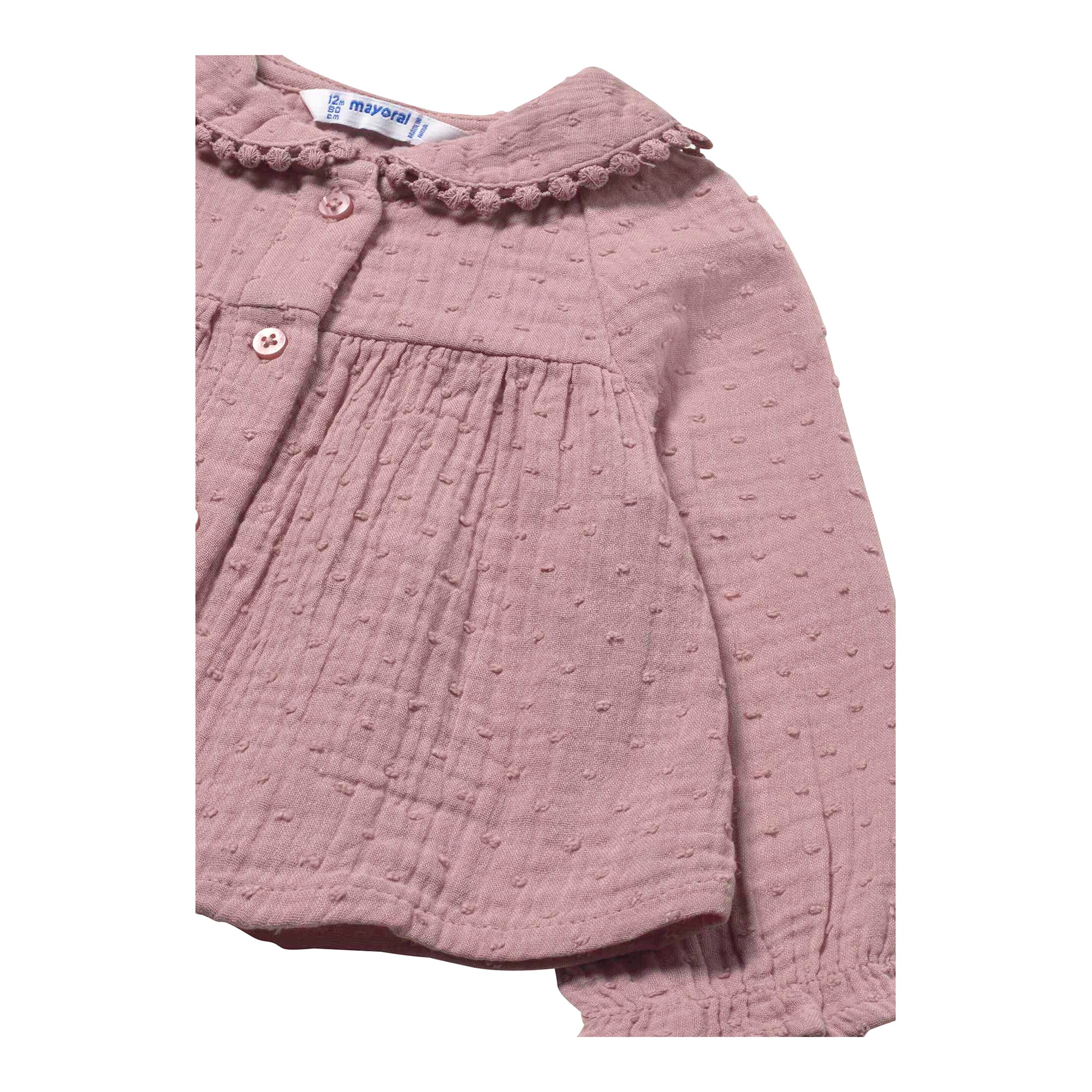 Musselin-Bluse langarm mit Bubikragen