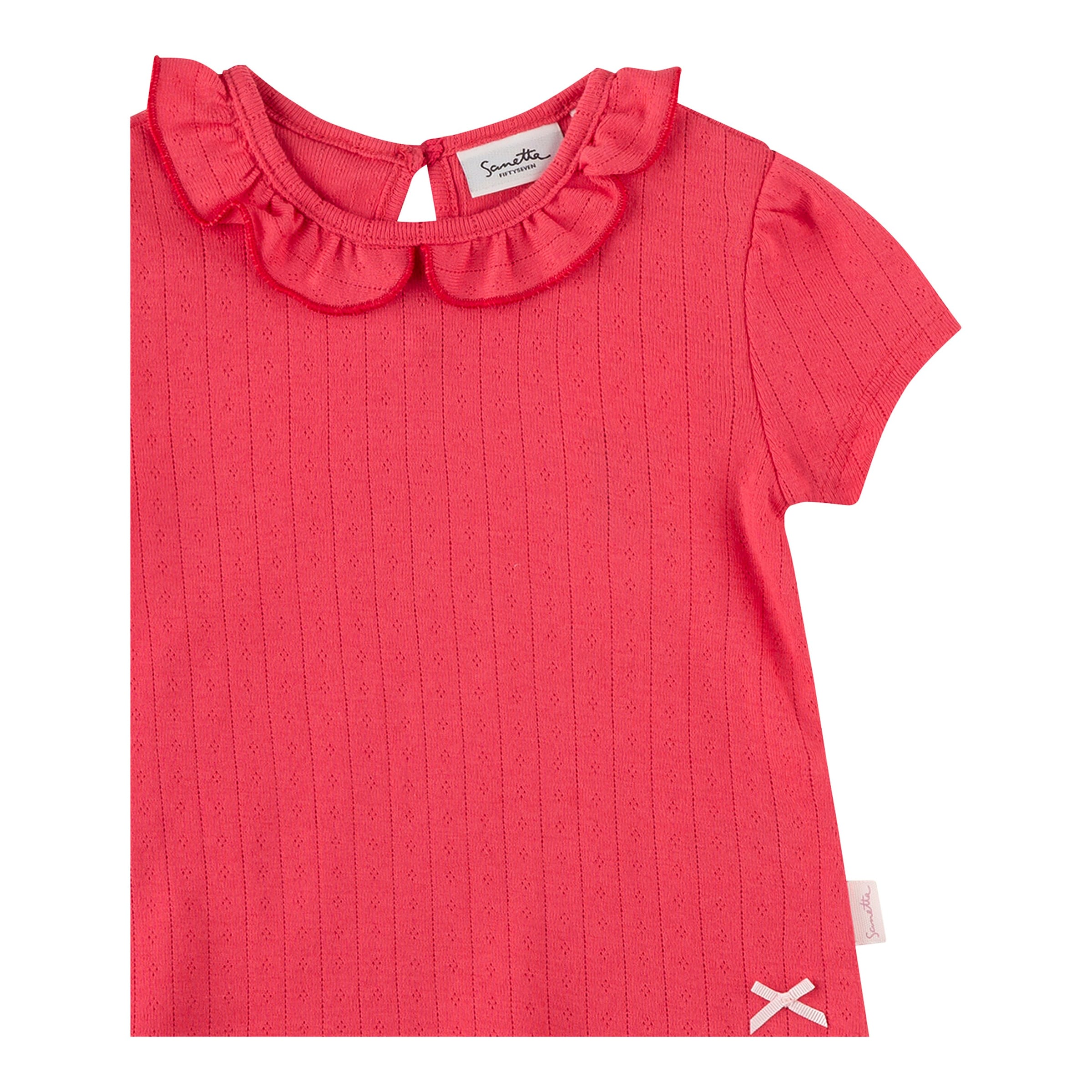 Ajour-T-Shirt Rüschenkragen