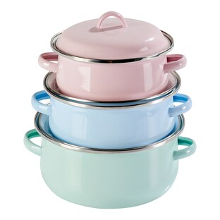 Lot de casseroles en émail « Pastel », 6 pièces