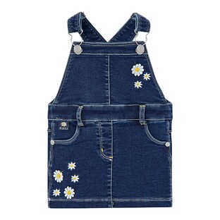Jeans-Latzkleid Blumen
