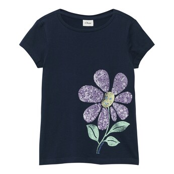 T-Shirt Pailletten-Blume
