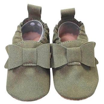 Kinderschuhe RecyStep Schleife oliv