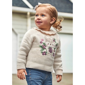 Strickpullover Eichhörnchen Blumen