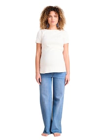 Weite Umstandsjeans mit Seamless-Einsatz, mit Recycling-Baumwolle, Bundweite verstellbar