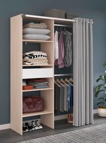 Kleiderschrank mit Vorhang "Bari 2" Akazie