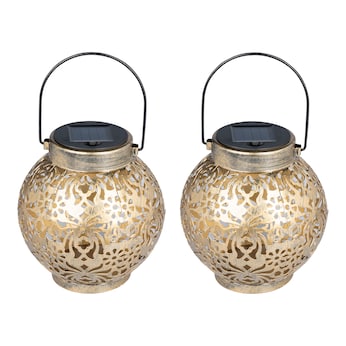 Lampes solaires XL en métal, 2 pièces