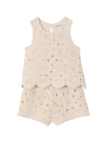 Mädchen Baby-Set: Top & Shorts aus Makramee