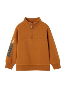 Jungen Sweatshirt mit Stehkragen und Basketball-Print, Recycling-Anteil