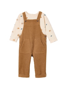 Baby Set: Samt-Latzhose & Shirt mit Cowboy-Print