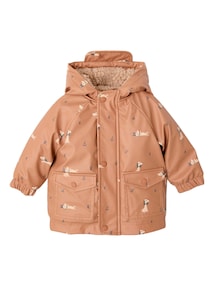 Baby Regenjacke mit Kapuze und Teddyfleece-Futter