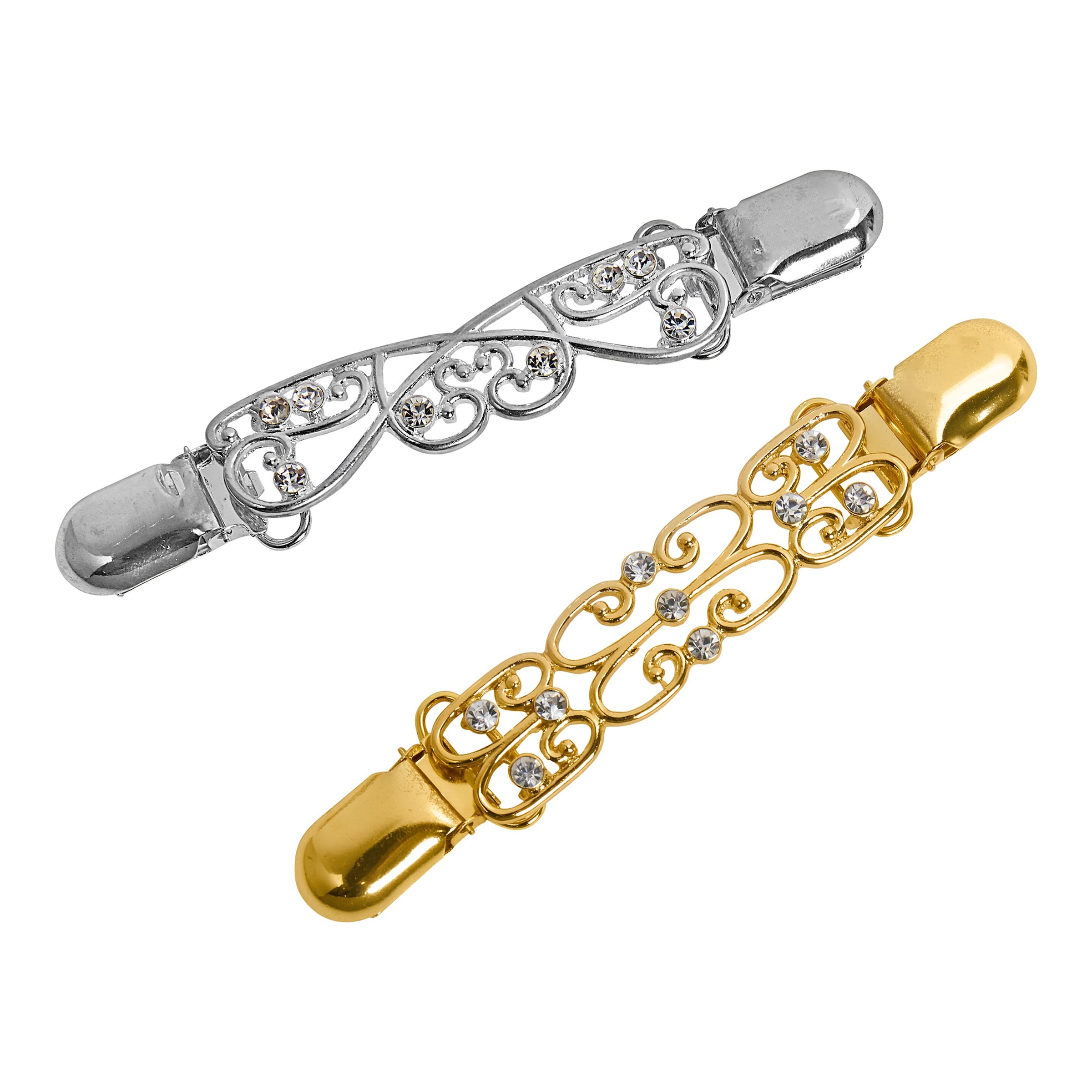 Westenklipp-Duo, 2 Stück gold silber