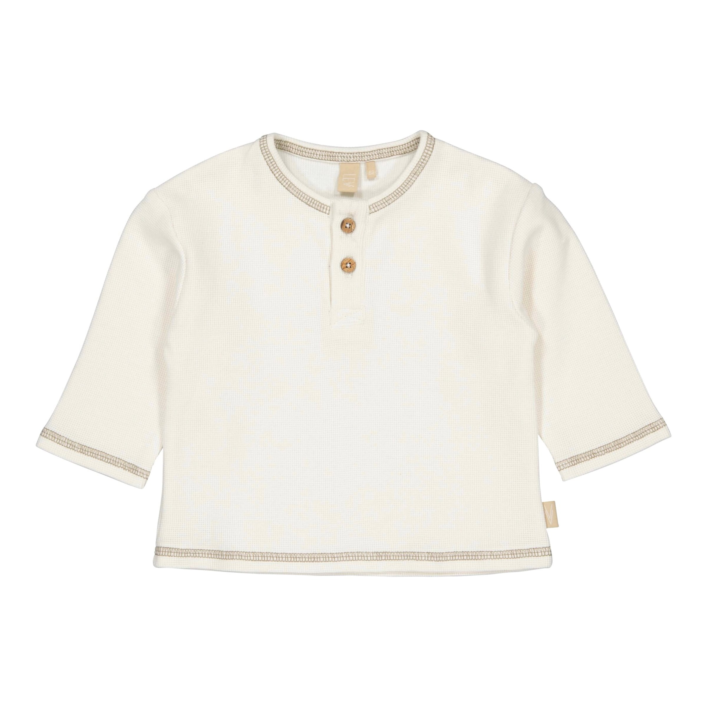 Henley-Shirt langarm Waffelpiqué