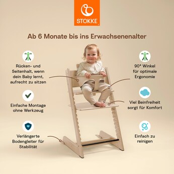Bundle Treppenhochstuhl Eiche inkl. Newbornset light grey & Babyset