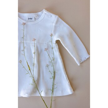Kleid langarm Blumenstickerei Rippqualität
