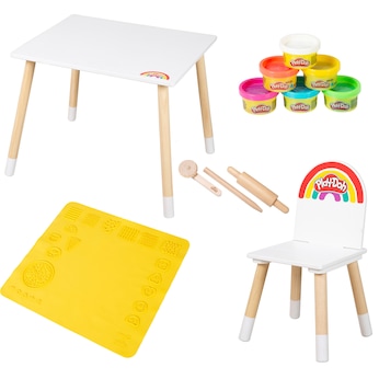 Ensemble table et chaise 12 pièces Play-Doh blanc/naturel