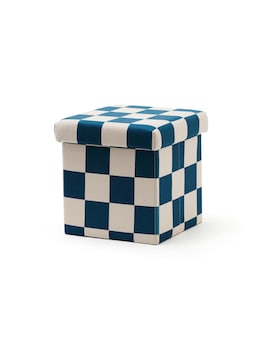 Sitzwürfel mit Stauraum Karo blau