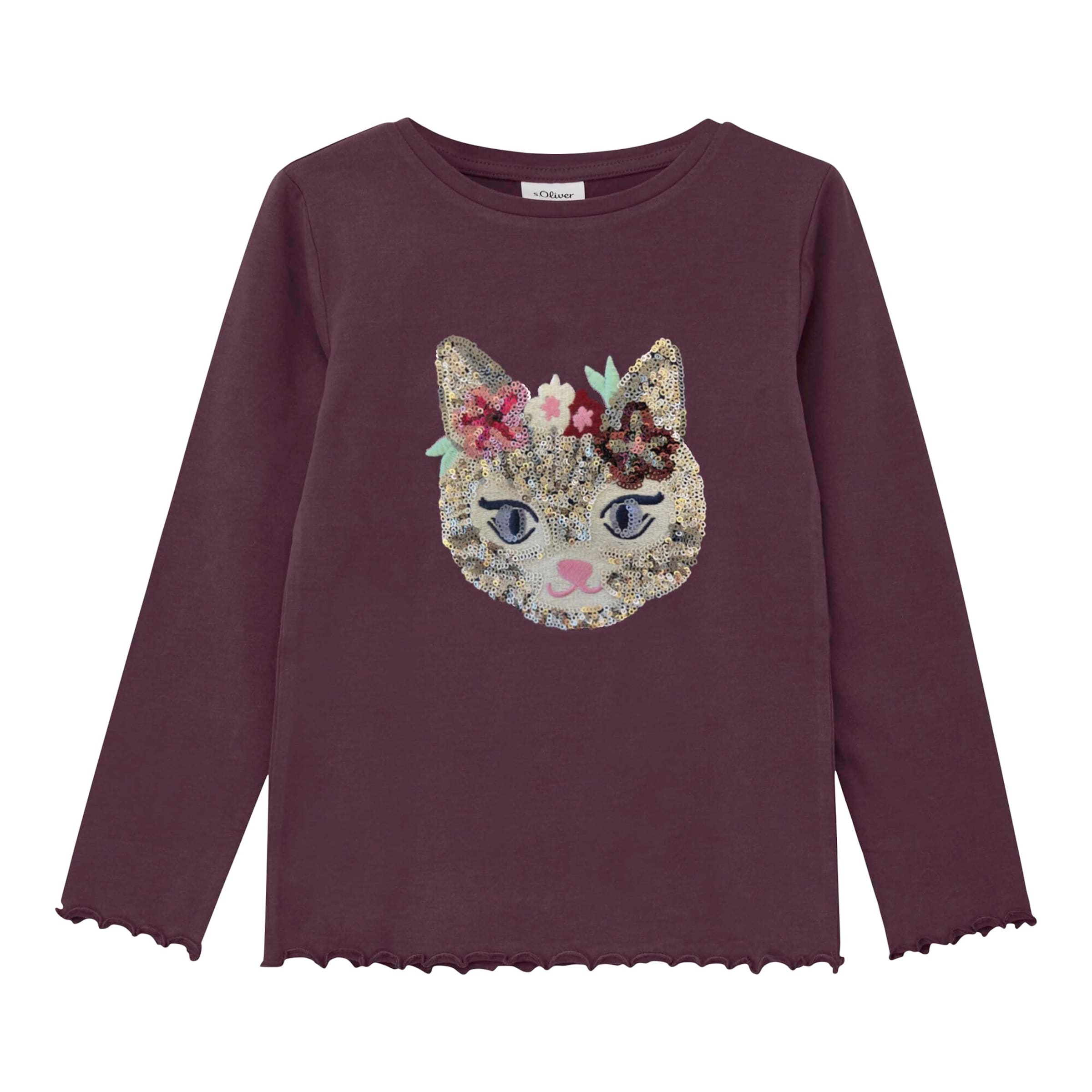 Slim Fit T-Shirt mit Stickerei und Pailletten Mädchen s.Oliver
