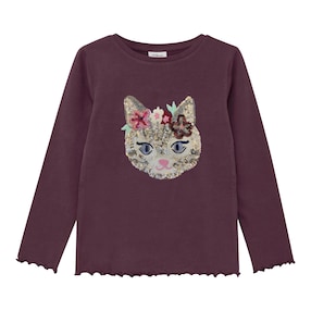 T-shirt à manches longues chat en paillettes