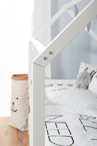 Hausbett "Traumhaus" mit 5er Schubkästen Kiefer Weiß