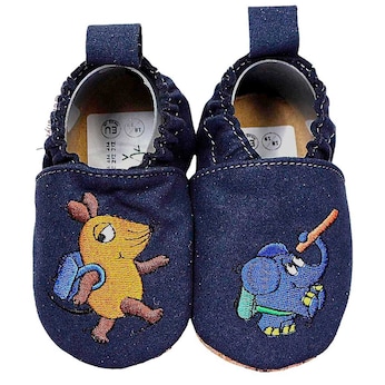 Kinderschuhe RecyStep Maus mit Elefant Schule blau