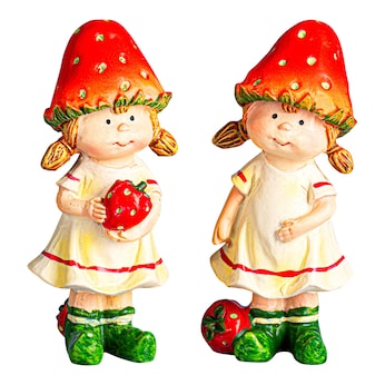 Figurines déco «Fillettes aux fraises», 2 pièces