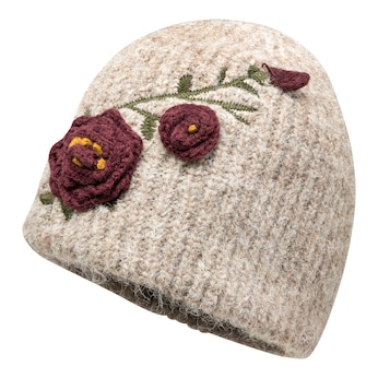 Strickmütze „Häkelblume“