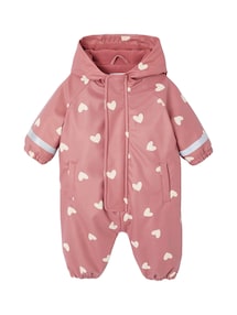 Bedruckter Regenanzug mit Kapuze für Babys, Fleece-Futter
