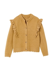 Strickjacke Mädchen mit Rüschen und Wellensaum