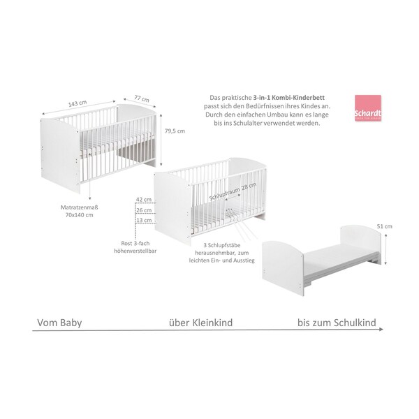 Schardt - 3-tlg. Babyzimmer Classic White mit 2-türigem Kleiderschrank |  baby-walz