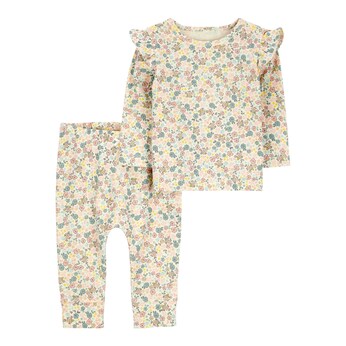 2-tlg. Set Shirt langarm und Leggings Blumen