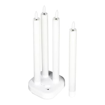 Lot de 4 bougies longues à LED rechargeables avec station de recharge