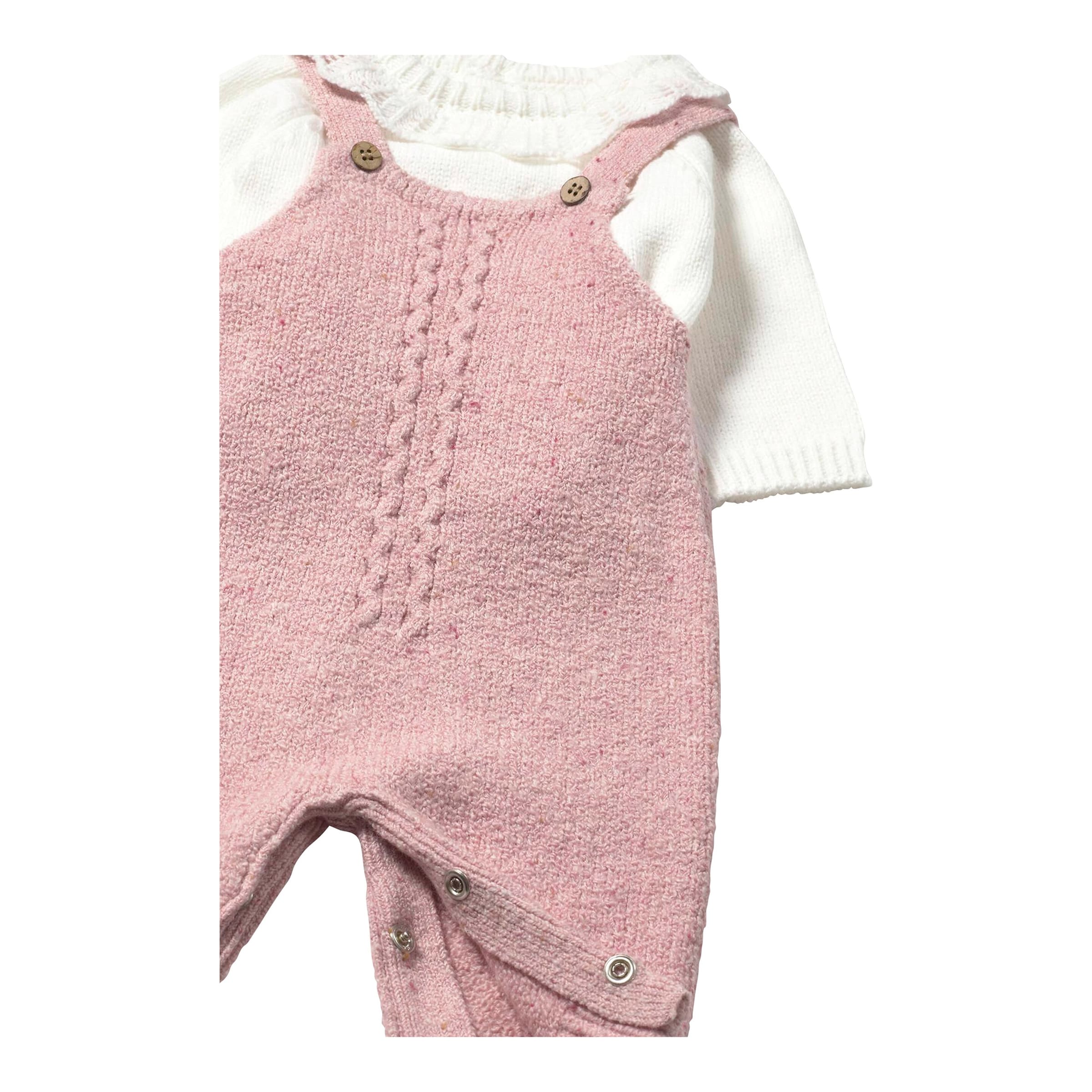 2-tlg. Set Pullover mit Kragen und Strick-Latzhose